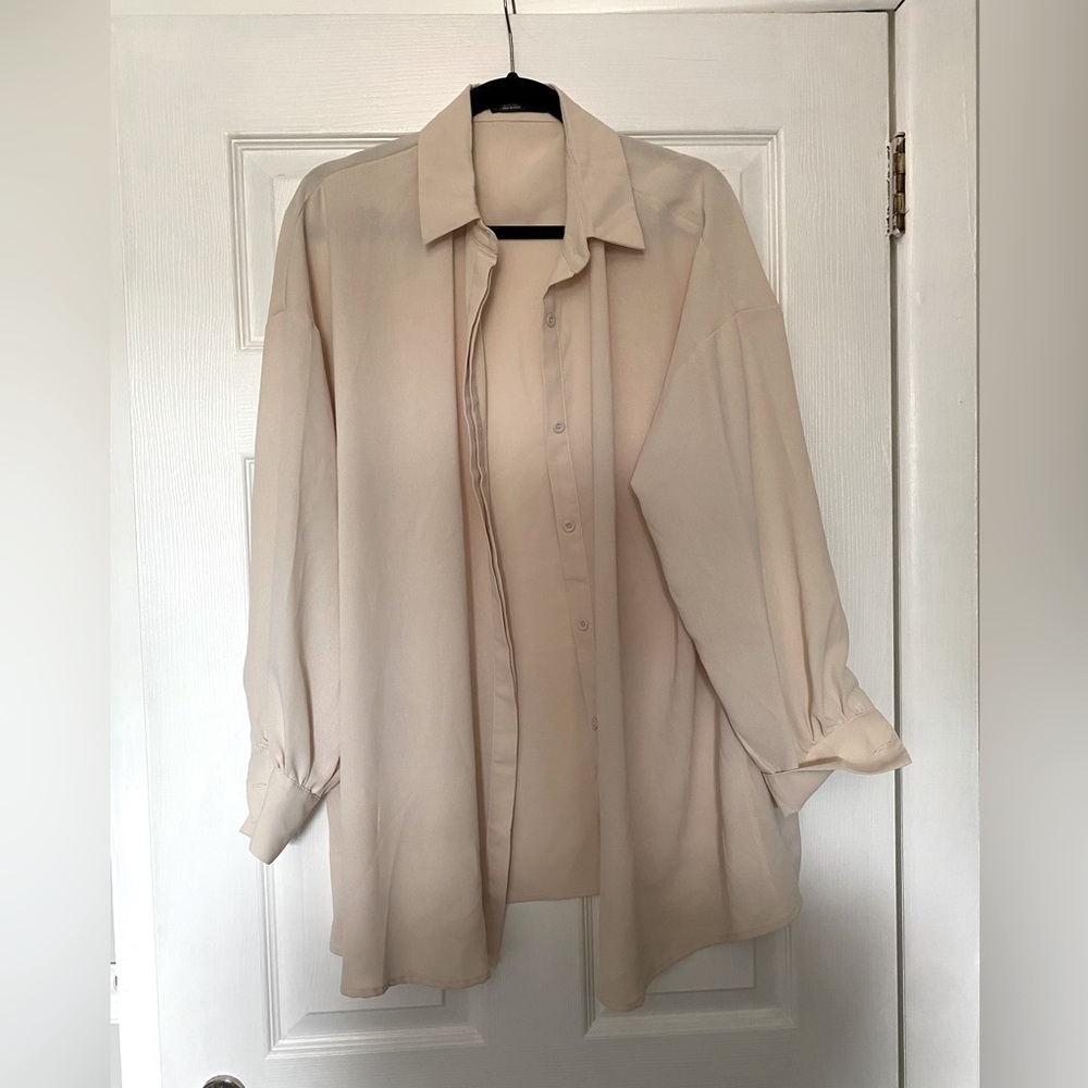 Flowy Cream Button-Up Blouse